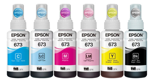 Kit Com 6 Refis De Tinta Epson 673 Original L800 L805 L810 L850 L1800 