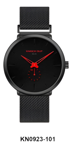Reloj Knock Out 0923 Malla Tejida Con Iman Y Mini Segundero 101 Negro Negro