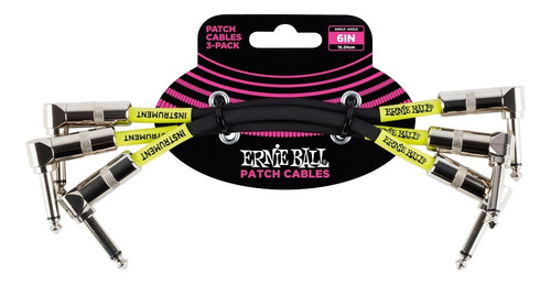 Pack 3 Cables Patch Pedales Ernie Ball 6050 15cm Black