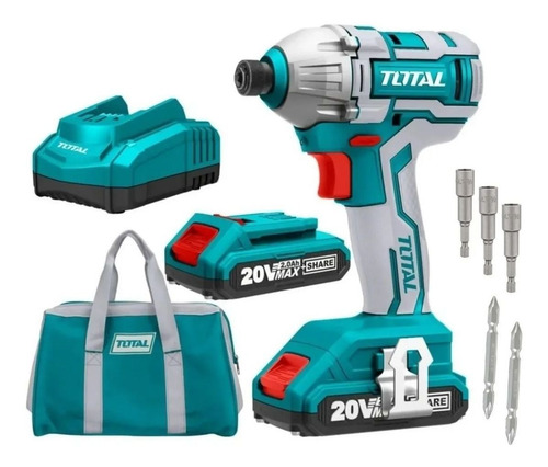 Imagen 1 de 7 de Atornillador De Impacto Total 1/4 20v Brusheless +2 Baterias
