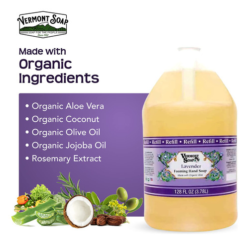 Jabón De Manos Espumoso Vermont Soap Organics Lavender, 3,8