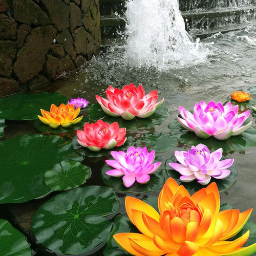- Flores De Loto Flotantes, Hojas De Loto Artificiales, 6
