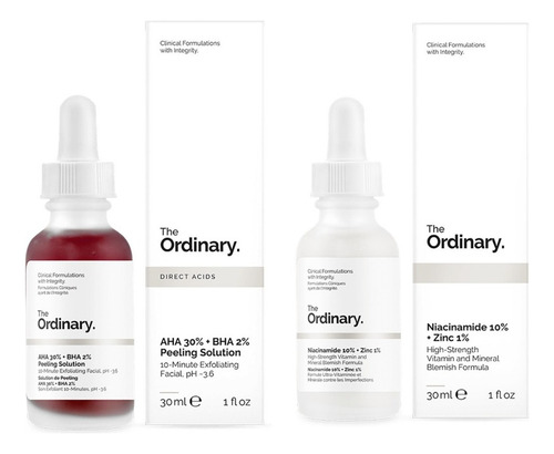 Kit Aha 30% Bha 2% Peeling Solution+ Niacinamide 10% Zinc 1% Tipo De Piel Normal-grasa. No Apto Para Pieles Sensibles