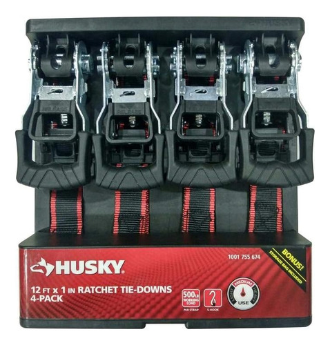 Husky 12 Ft X 1 In Ratchet Tie-downs Paquete De 4 Por H...