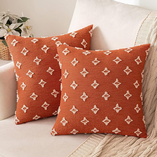 Set De 2 Fundas De Almohada Decorativas Color Naranja