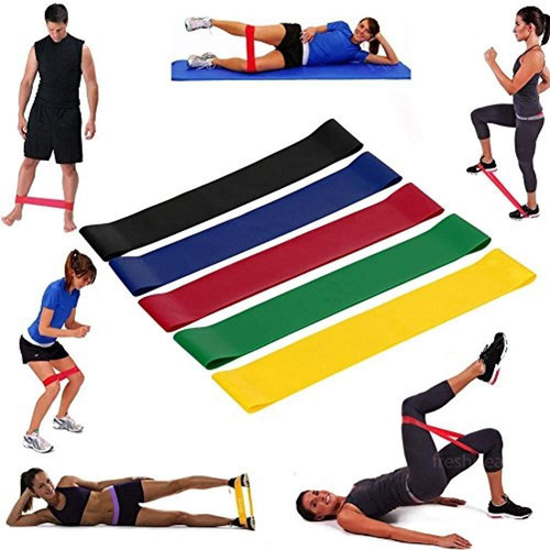 Kit Academia Treino Em Casa 5 Mini Band Elástico Exercício