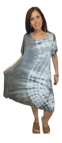 Vestido Amplios Batik Frescos Evase Solero Gris  Xl Xxl 