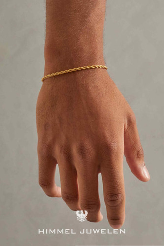 Pulsera Rope Tourbillon 3mm Estuche Premium Enchape Oro 18k