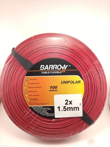 Cable Bipolar  Parlante / Led  2x1,5 Mm Barrow Fabrica X1 Mt