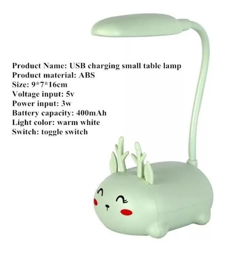 Lámpara De Escritorio Blanca Cálida Para Niños, Luz Led