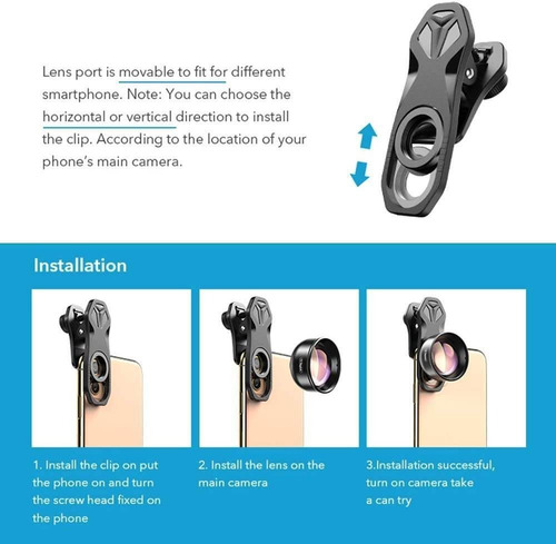 Imagen 4 de 6 de Lente Teleobjetivo Apexel 2x iPhone Lente Doble / Lente