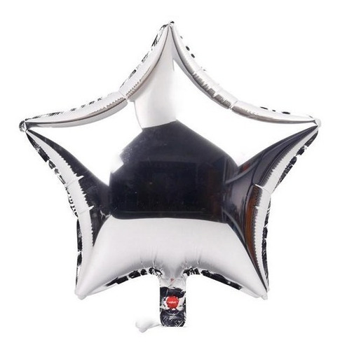 10 Balão Metalizado Estrela Prata 45cm