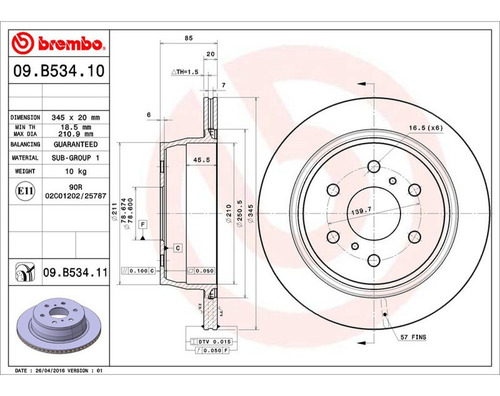 Par Discos Brembo Cadillac 20-07 Ext 13-07 Avalanche 08-07 T