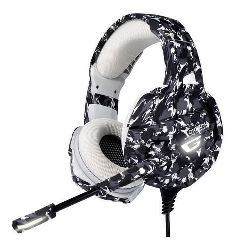 Fone de ouvido over-ear gamer Onikuma K5 camou grey com luz LED