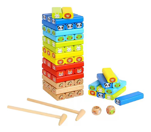 Juego Mesa Beech Torre Bloques Animales Apilable 51 Pcs -339