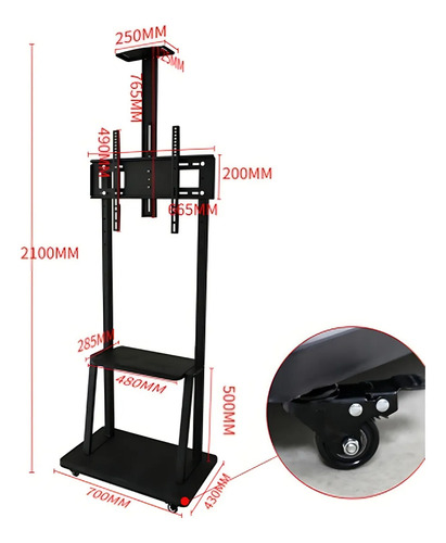 Soporte Madera Tv Movil Con Ruedas 32 A 70 Base Pedestal