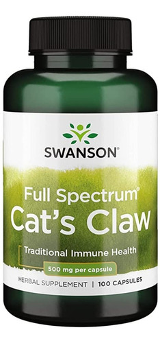 Uña De Gato Espectro Completo 100 Cap 500mg Swanson Premium