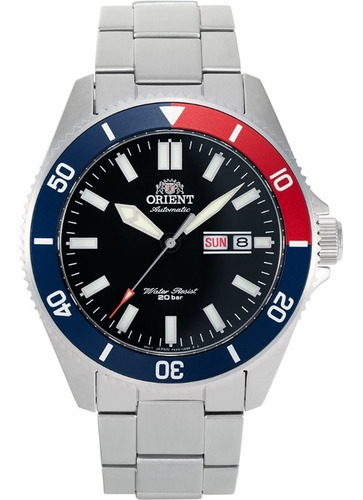 Reloj Orient Ra-aa0912b19b Mechanical Sports E-watch Color De La Correa Plateado Color Del Bisel Azul-rojo Color Del Fondo Azul-rojo