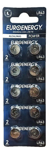 Pila Lr43 Euroenergy Alcalinas X10 Unidades Reloj 
