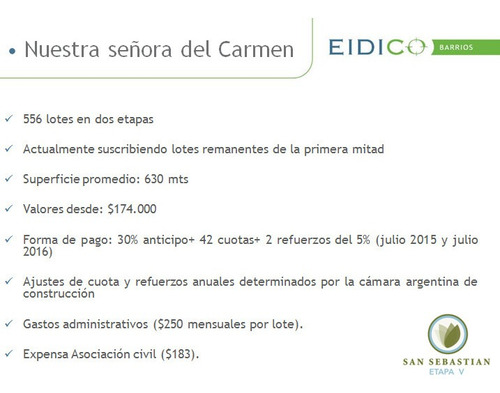 Lote Interno #100-200 - San Sebastian - Area 13 - 670m2 #id 17484