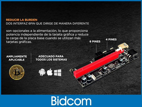 Riser Pcie Pci 16x A 1x 009s Usb 3.0 60cm Mineria Cripto Rig