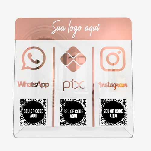 Placa Pix Instagram Qr Code Whatsapp Balcão Acrílico Transp