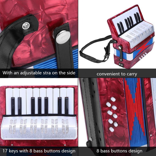 Imagen 2 de 9 de 17 Teclas 8 Acordeón Piano Bajo Instrumento Musical Para Be