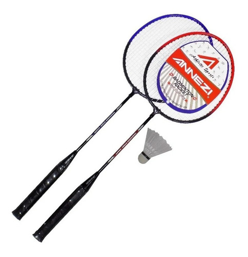 Imagen 1 de 7 de Set Badminton 2 Raquetas + Pluma + Funda Importado