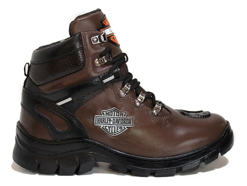 Bota Coturno  Harley Davidson Motocycle Em Couro Legítimo