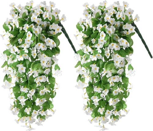 2 Plantas Colgantes De Orquideas Artificiales Blancas