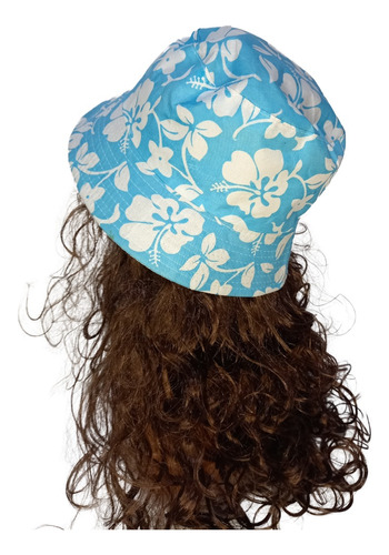 Gorro Piluso Estampado Floreado Turquesa Verano Cod1581