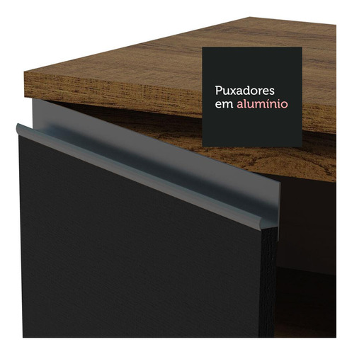 Isla de cocina con encimera y encimera, 120 cm, Glamy Madesa RP, color rústico/negro