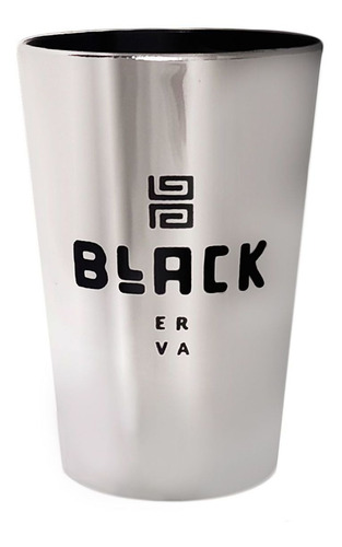 Imagem 2 de 3 de Kit Tereré Black Erva Cuia Cromada 350ml + Bomba Preta 19cm