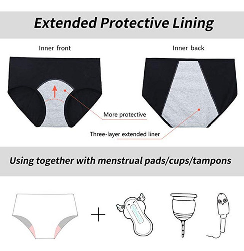 Pack De 5 Bragas Protectoras De Para El Período Niña Grande