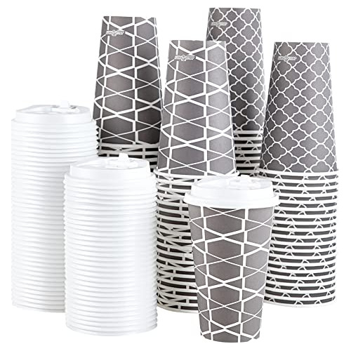 Disposable Coffee Cups With Lids 16 Oz (100 Set) To Go ...