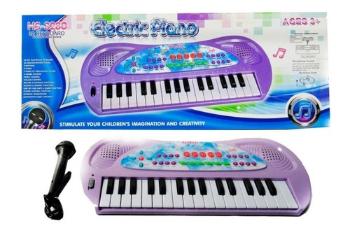 Teclado Infantil Organo Electrónico + Micrófono Rosa Violet Color Violeta