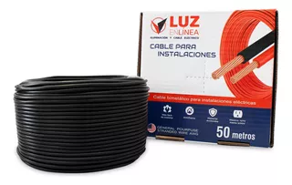 Cable Electrico Calibre 12 Thw Cca Negro Marca Luz En Linea Caja Con 50m