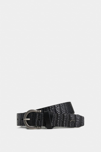 Cinturón Unifaz Alcala De Cuero Para Mujer Pasador Cruzado N Color Negro Talla L