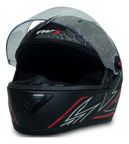 Imagem 4 de 5 de Capacete Para Moto Fw3 Gt2 Branco Vermelho Fosco Tamanho 60