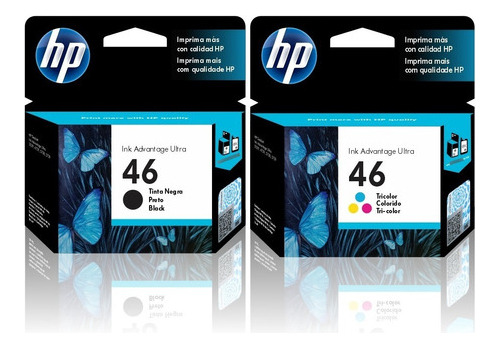 Kit Cartuchos Hp 46 Preto Colorido Origi 2529 4729 5738 5739