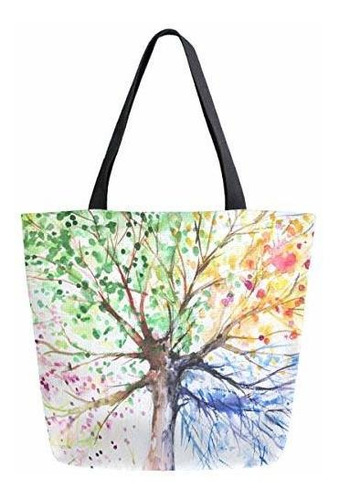 Zzwwr Chic Hermoso Árbol De Cuatro Estaciones Estampado Extr