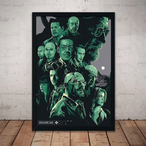 Cuadro Breaking Bad 51x36 Marco Madera Vidrio Poster Bb11