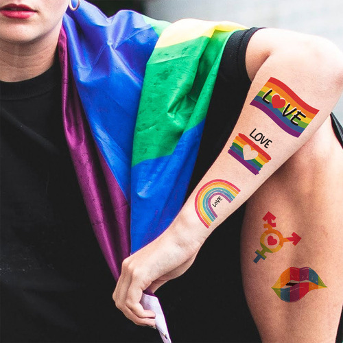 Pegatina Temporal Colorida Con La Bandera Del Orgullo, Mes D
