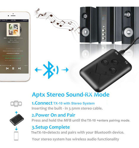 Adaptador De Receptor Y Transmisor Bluetooth Tx10