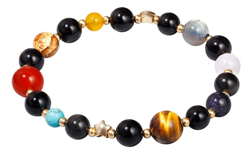 Pulsera Jeweler The Planets Para Mujer, Obsidiana Negra Con