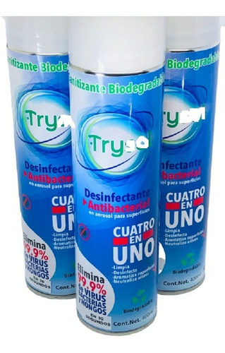 3 Pzas Desinfectante Zanitizante  Trymax Antibacterial Spray