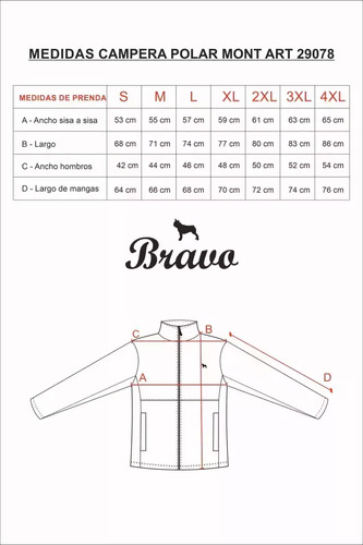 Campera Micropolar Peak Azul, Hombre. Bravo J. T S Al 4xl