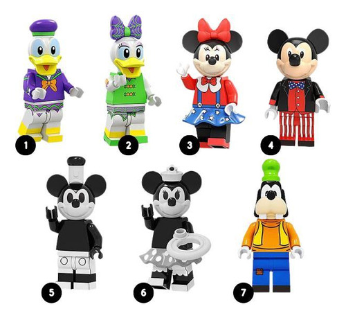 Mickey Mouse Desenho Animado Blocos Montar Letsgo 7 Bonecos