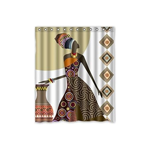 Cortina De Ducha De Baño Mujer Africana 60x72 Pulgadas