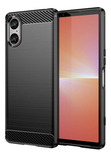 Case Funda Silicona Fibra De Carbono Negro Sony Xperia 5 V